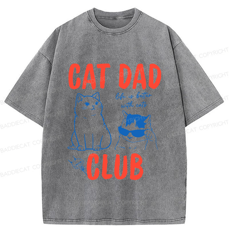 Baddiecat Cat Dad Club Washed T-shirt