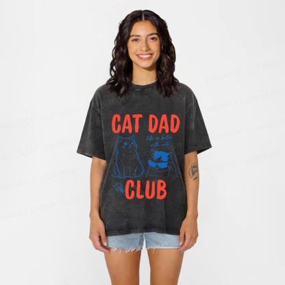 Baddiecat Cat Dad Club Washed T-shirt