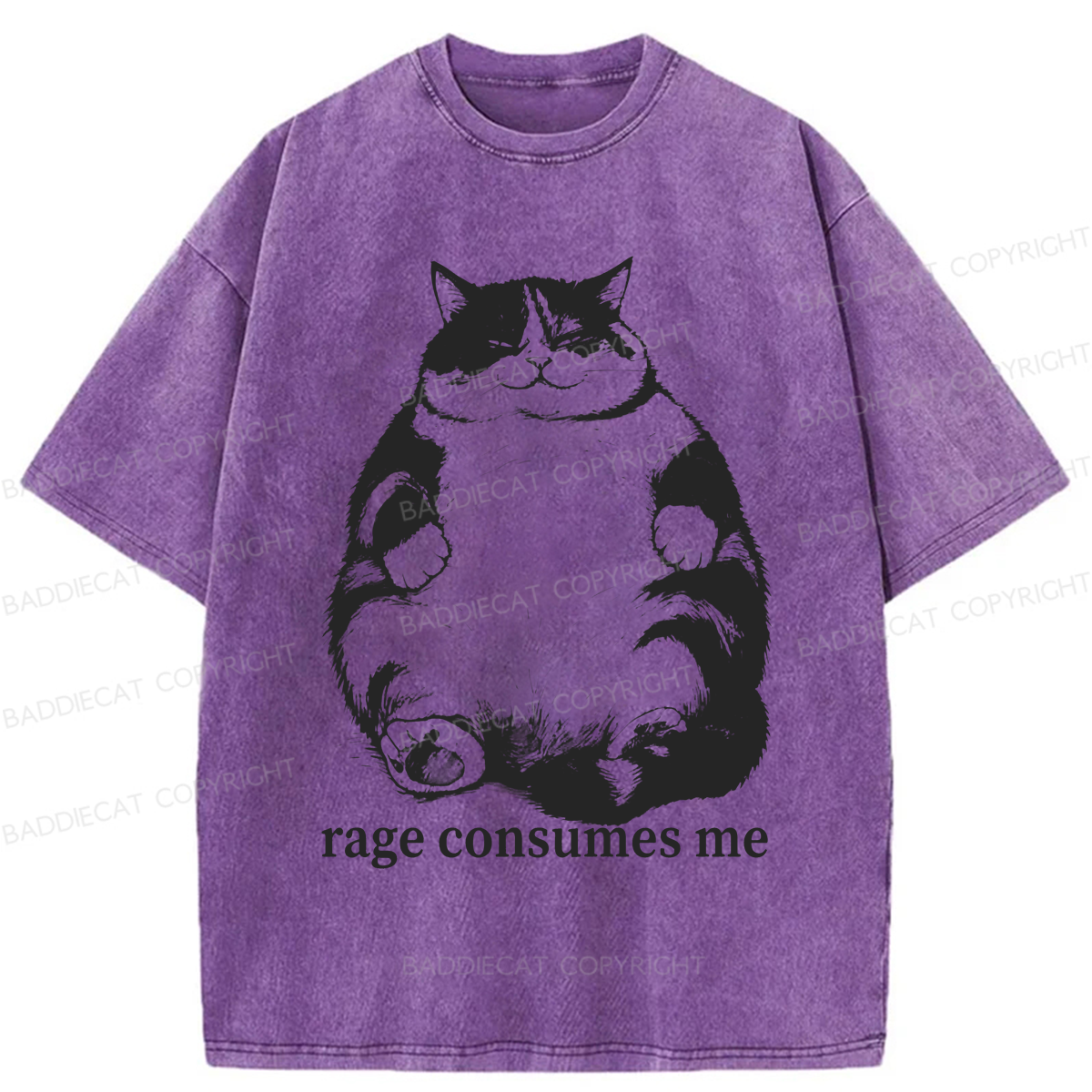 Baddiecat Rage Consumes Me Washed T-shirt