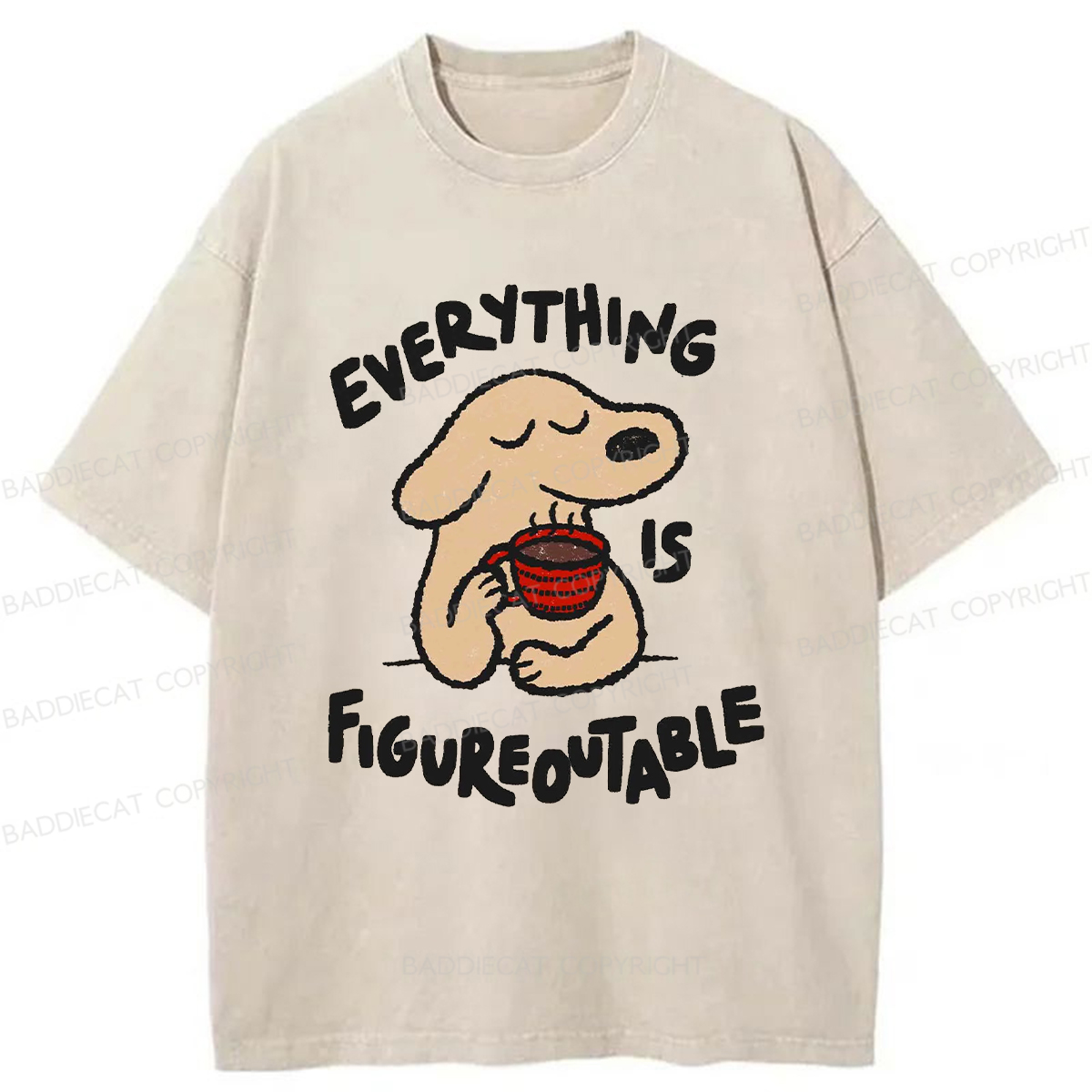 Baddiecat Happy Puppy Washed T-shirt