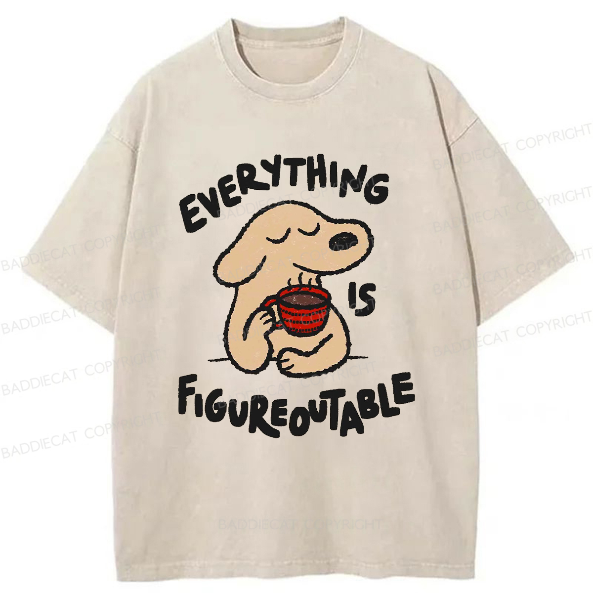 Baddiecat Happy Puppy Washed T-shirt