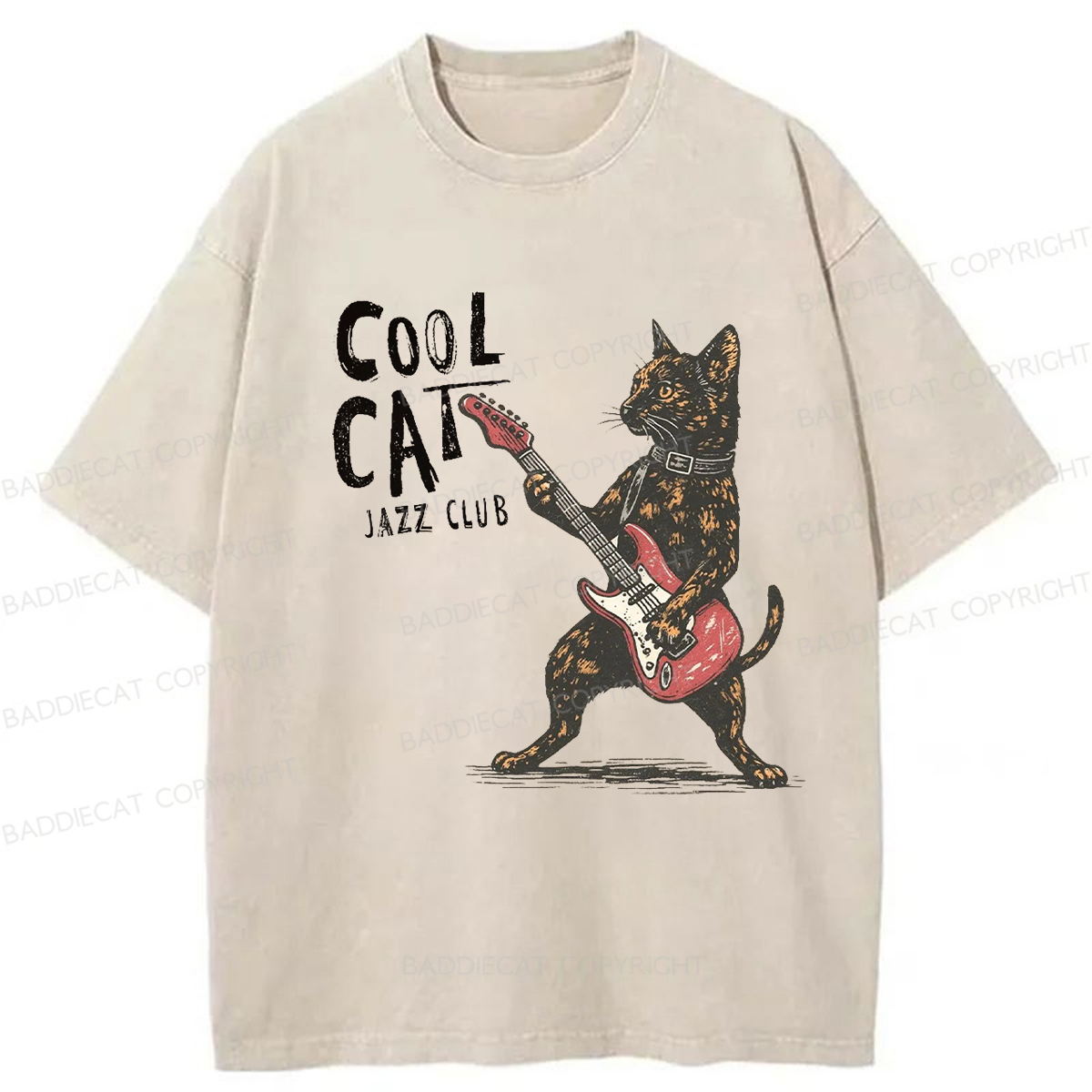 Baddiecat Cool Cat Band Washed T-shirt