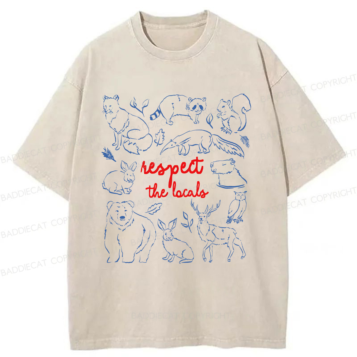 Baddiecat Love Animals Washed T-shirt