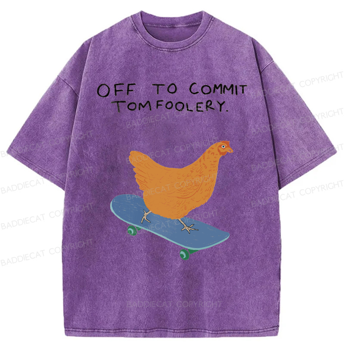 Baddiecat Off To Commit Tomfoolery Washed T-shirt