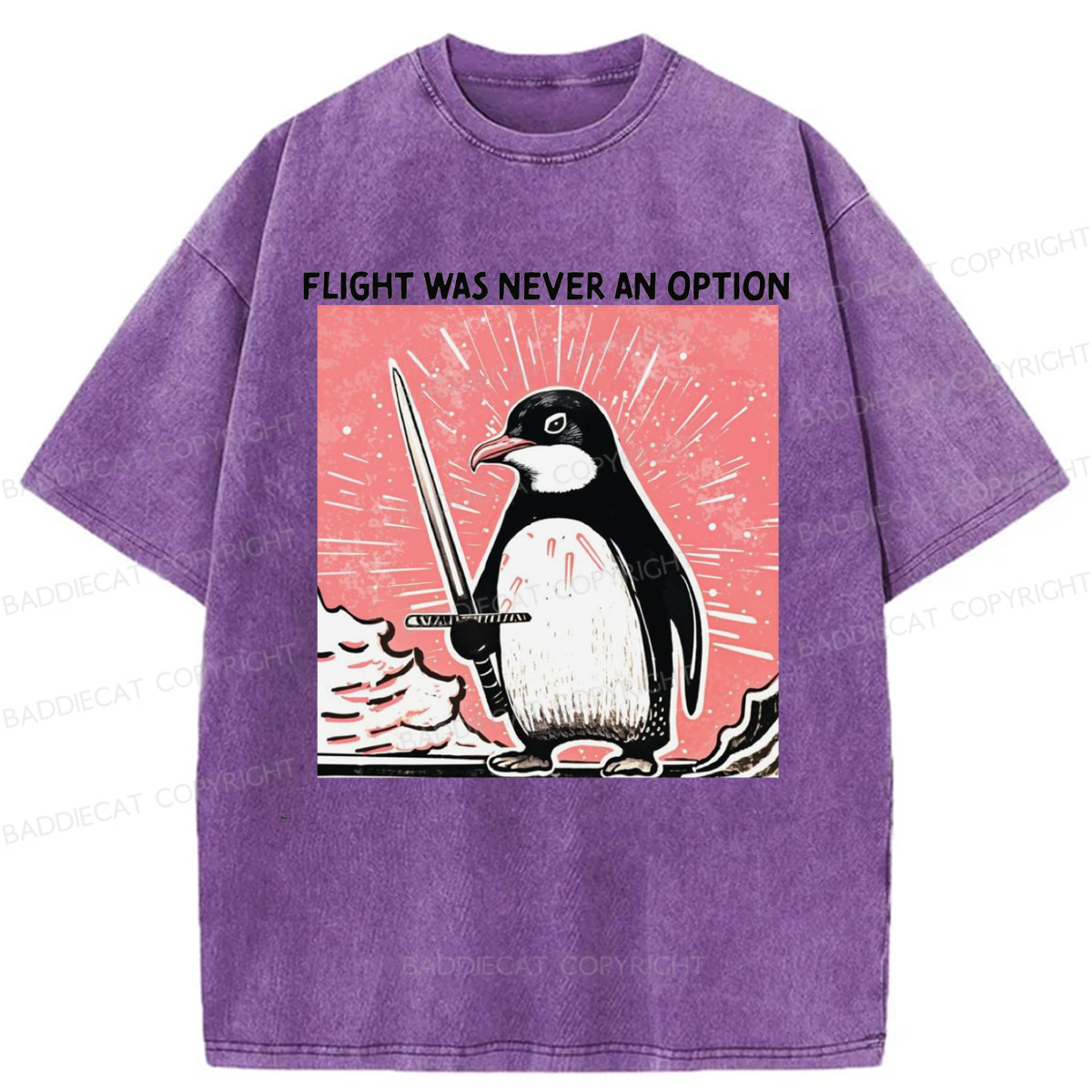 Baddiecat Fight Was Never An Option Washed T-shirt
