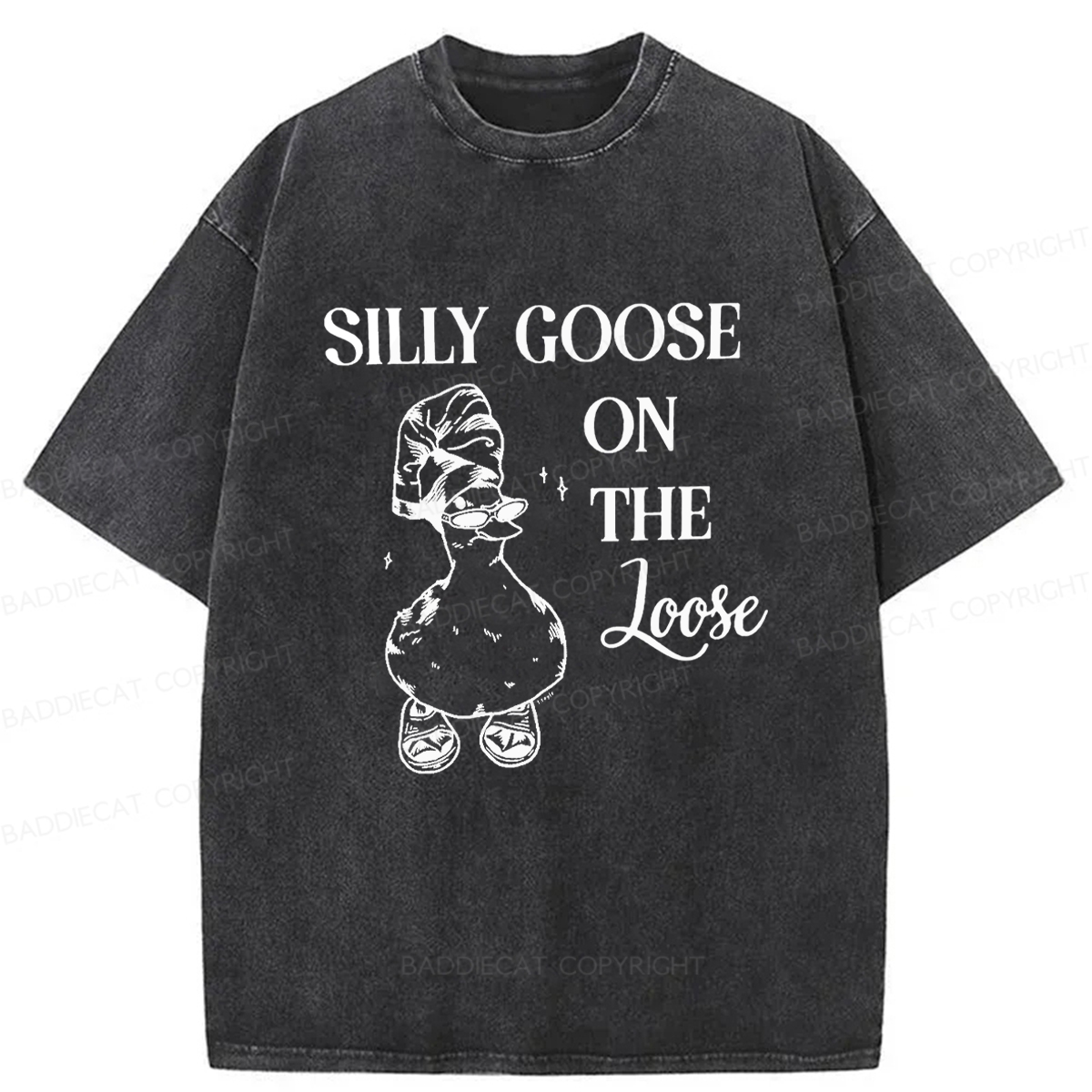 Baddiecat Silly Goose On The Loose Washed T-shirt