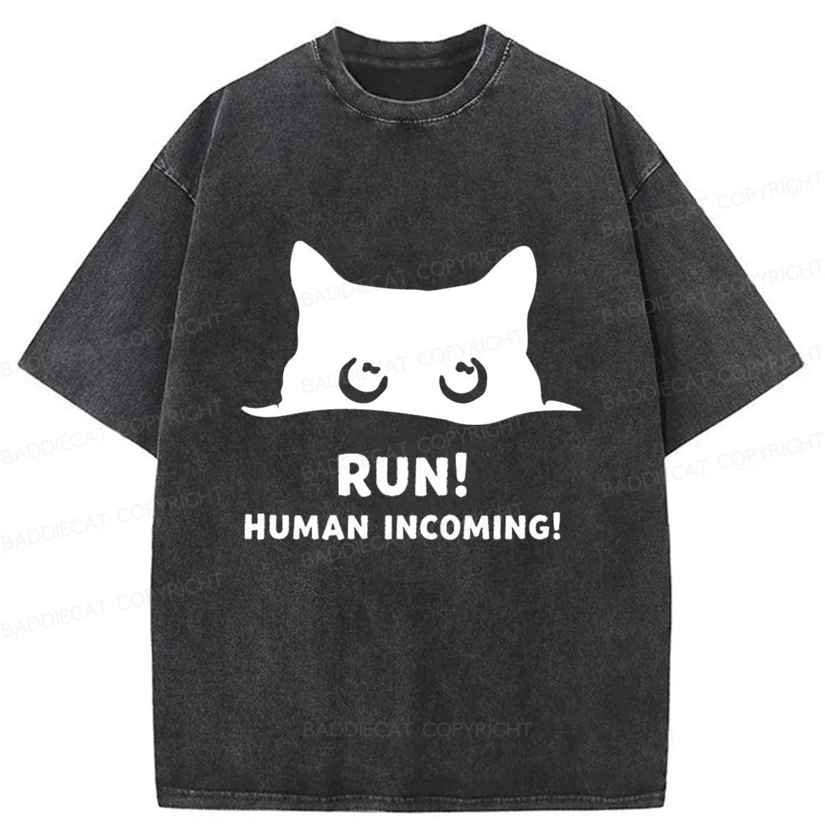 Baddiecat Timid kitten Washed T-shirt