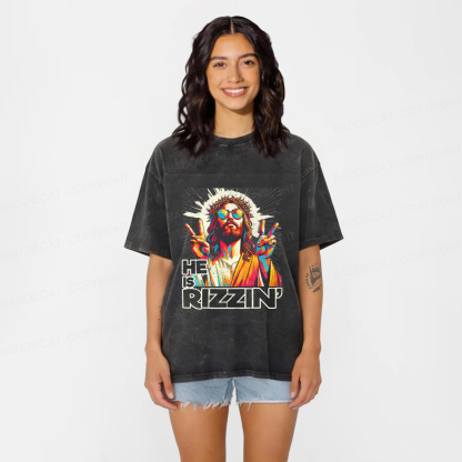 Baddiecat He Is Rizzin Washed T-Shirt