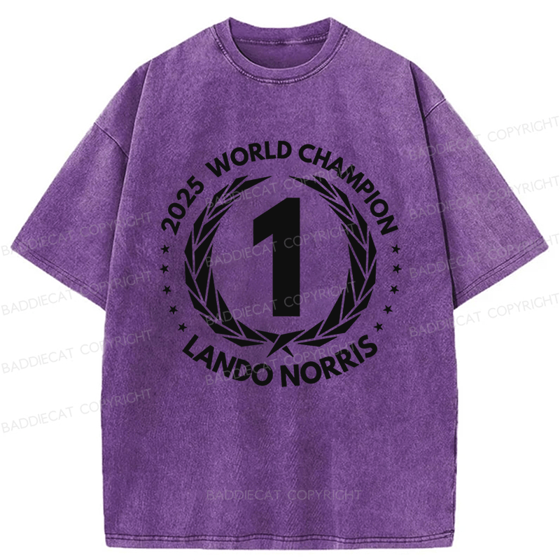 Baddiecat F1 2025 World Champion Lando Norris Washed T-shirt