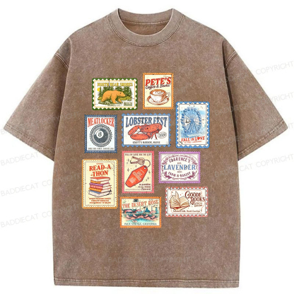 Baddiecat Emily Henry Books Stamp Washed T-shirt