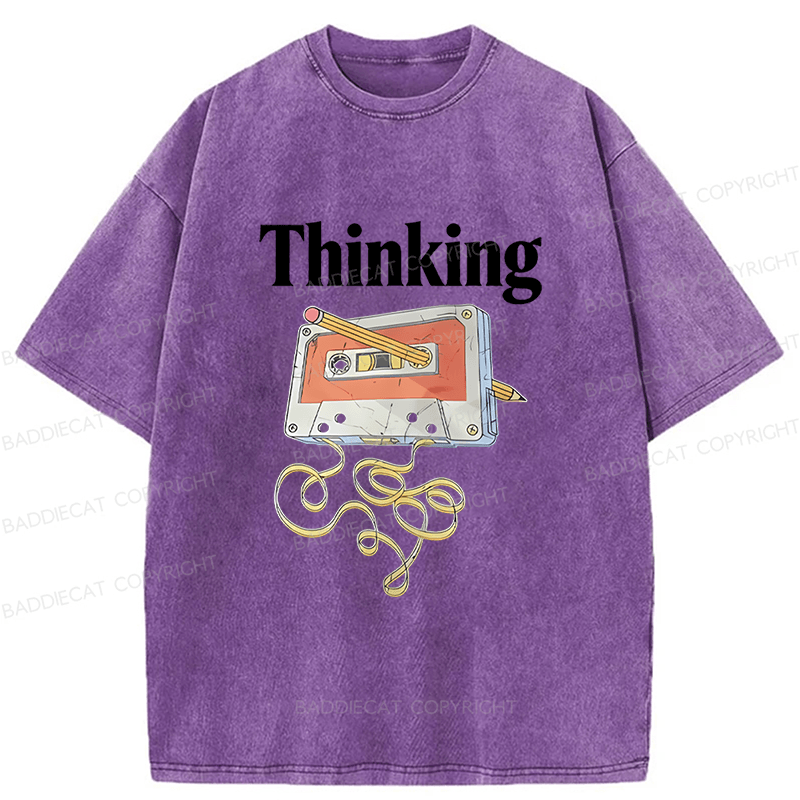 Baddiecat Tape Thinking Washed T-shirt