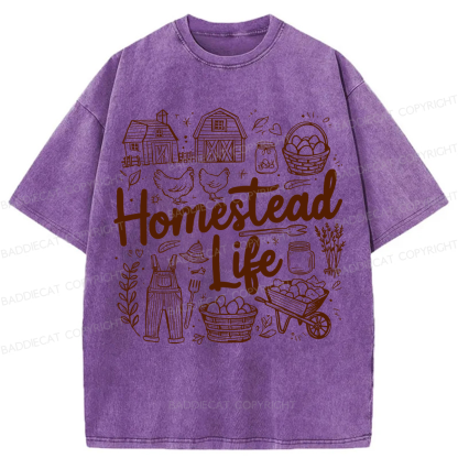Baddiecat Homestead Life Washed T-shirt