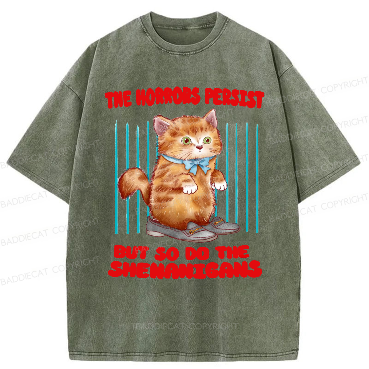 Baddiecat Horrific Shenanigans Washed T-shirt