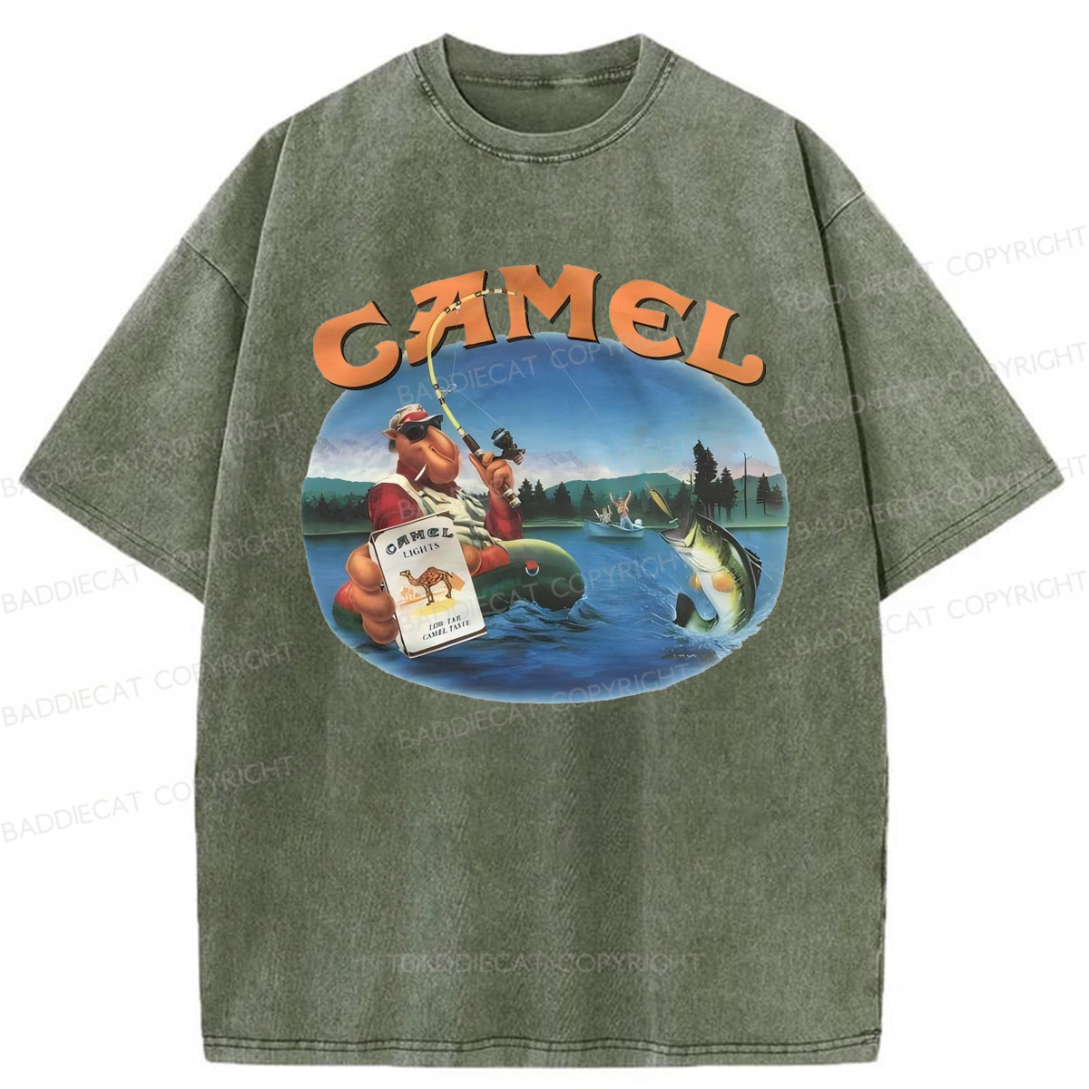 Baddiecat Funny Camel Washed T-shirt