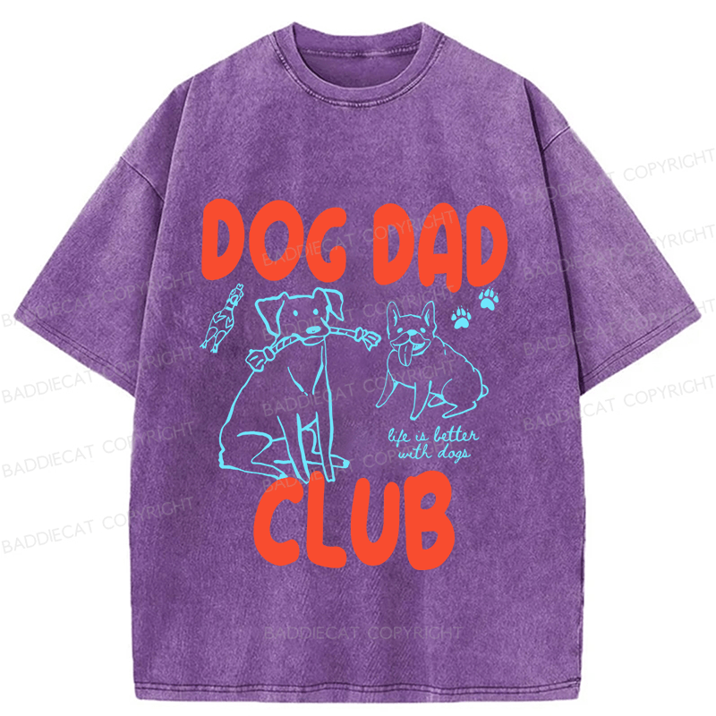 Baddiecat Dog Dad Club Washed T-shirt