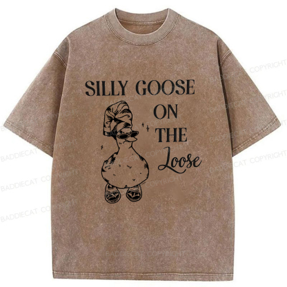 Baddiecat Silly Goose On The Loose Washed T-shirt