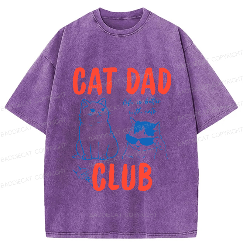 Baddiecat Cat Dad Club Washed T-shirt