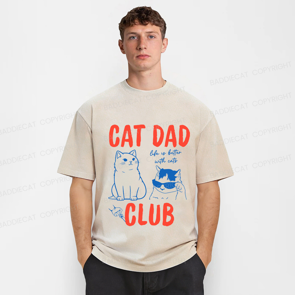 Baddiecat Cat Dad Club Washed T-shirt