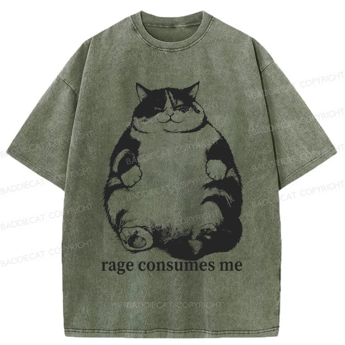 Baddiecat Rage Consumes Me Washed T-shirt