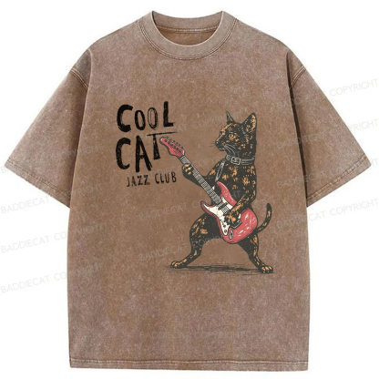 Baddiecat Cool Cat Band Washed T-shirt