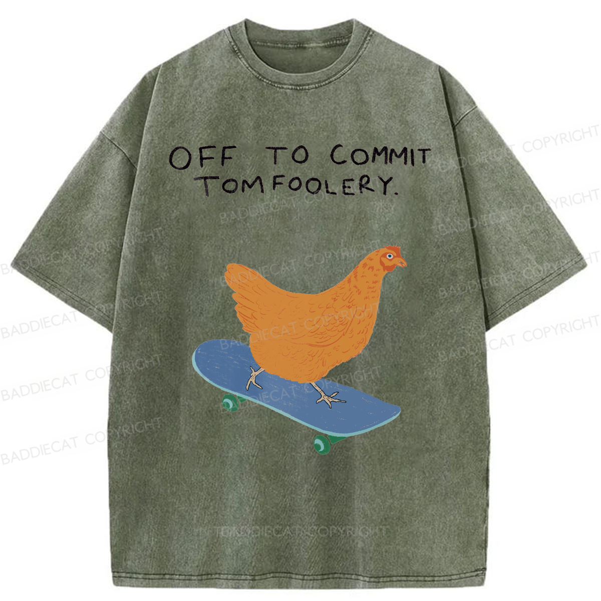 Baddiecat Off To Commit Tomfoolery Washed T-shirt