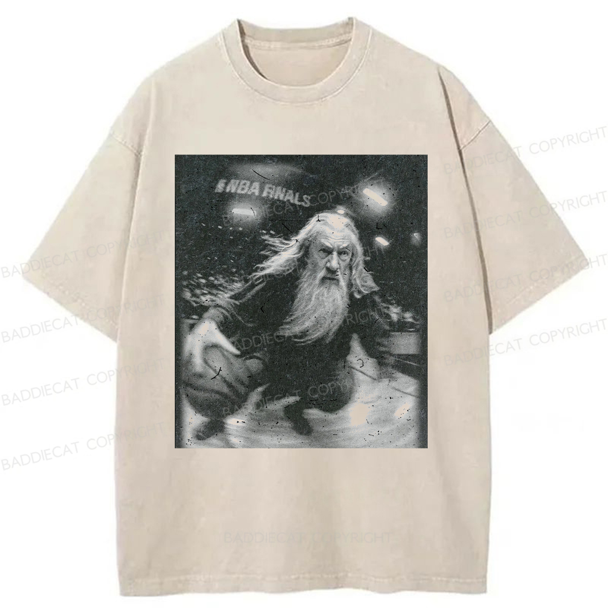 Baddiecat Funny Wizard Comfort Washed T-shirt