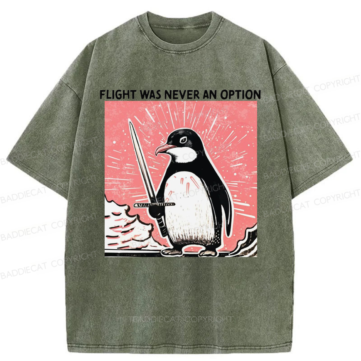Baddiecat Fight Was Never An Option Washed T-shirt