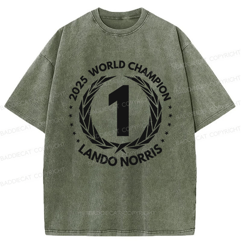 Baddiecat F1 2025 World Champion Lando Norris Washed T-shirt