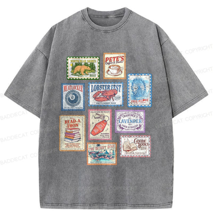 Baddiecat Emily Henry Books Stamp Washed T-shirt