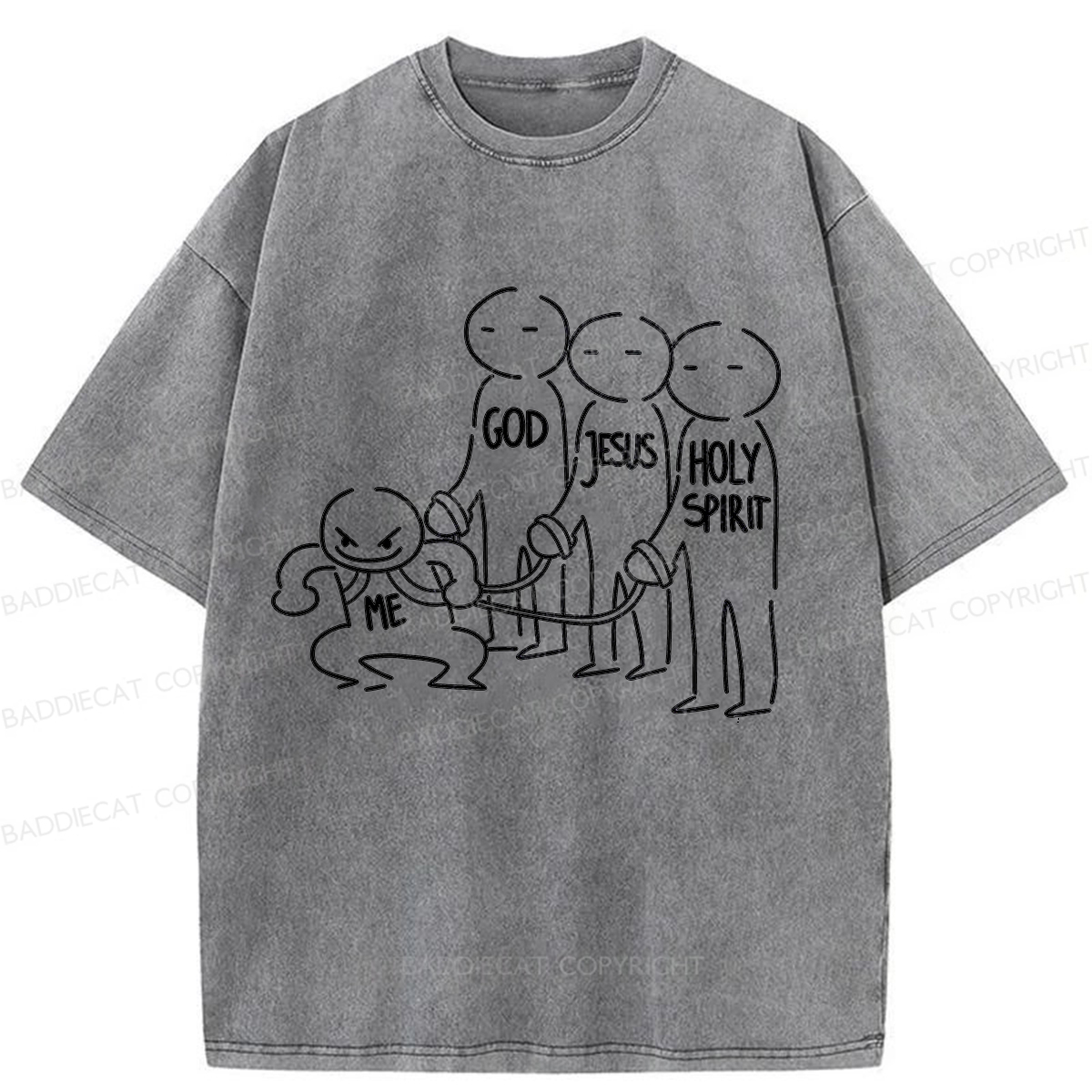 Baddiecat Being Pulled Washed T-shirt