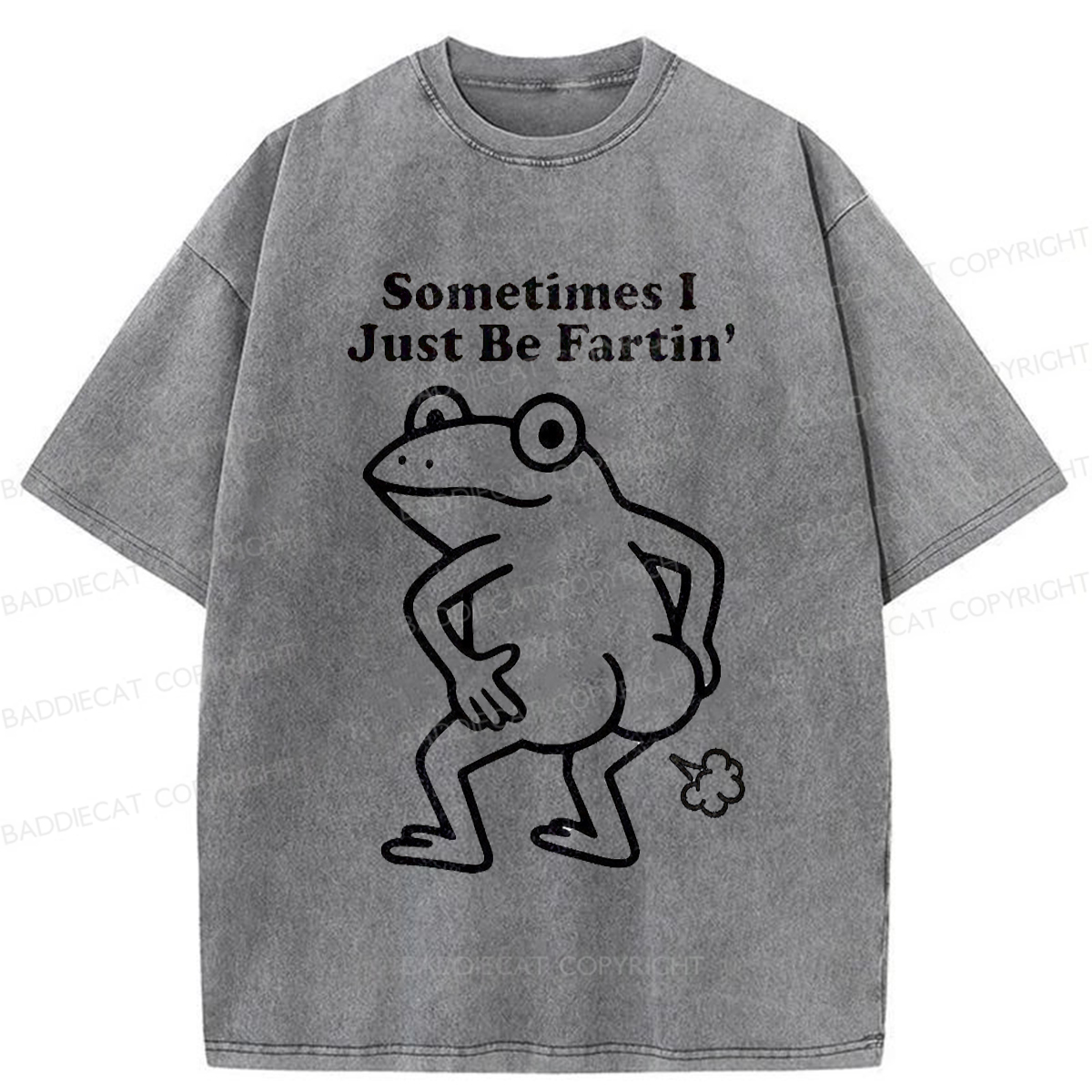 Baddiecat Farting Frog Washed T-shirt
