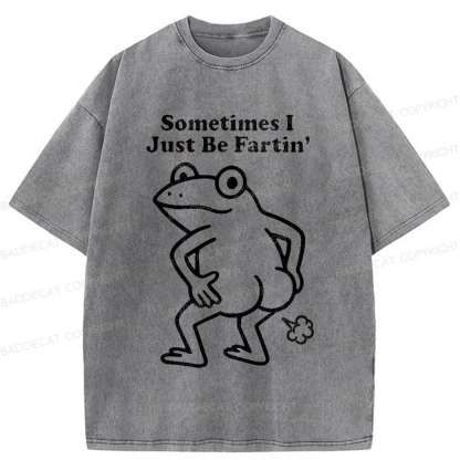 Baddiecat Farting Frog Washed T-shirt