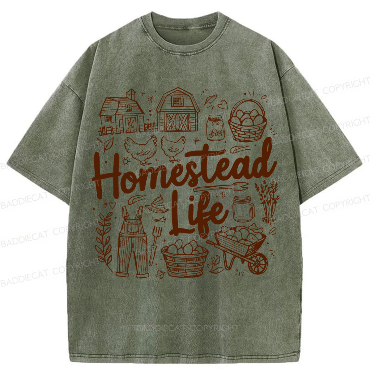 Baddiecat Homestead Life Washed T-shirt