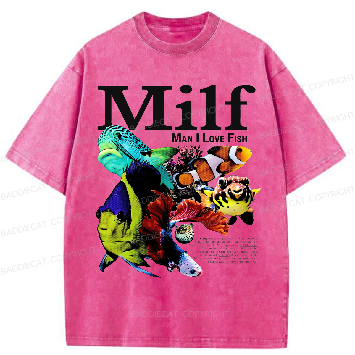 Baddiecat Man I Love Fish Washed T-shirt