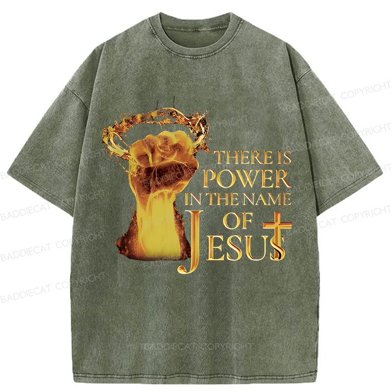 Baddiecat Jesus Christian Faith Washed T-shirt