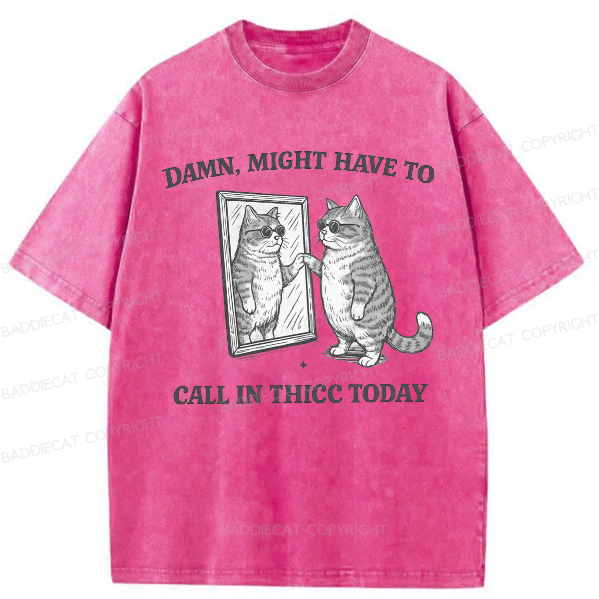 Baddiecat Might Have To Call In Thicc Today Washed T-shirt
