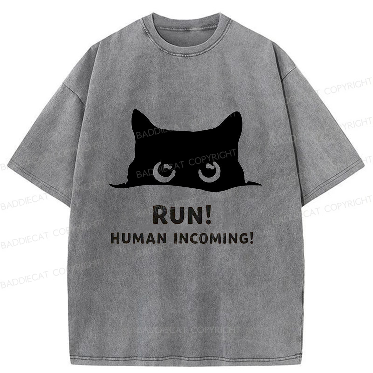 Baddiecat Timid kitten Washed T-shirt