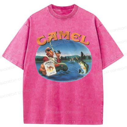 Baddiecat Funny Camel Washed T-shirt