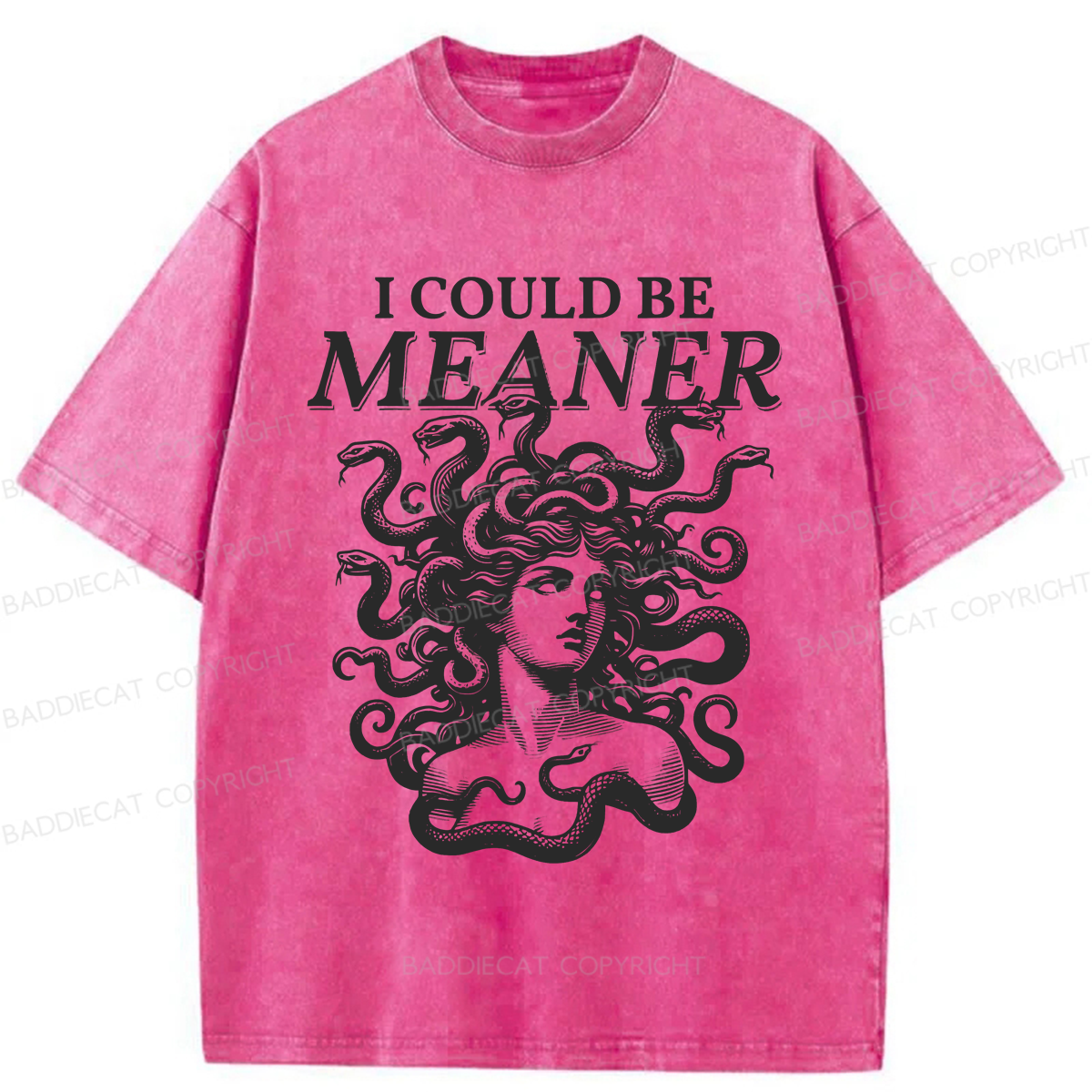 Baddiecat I Could Be Meaner Washed T-shirt