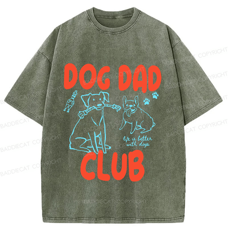 Baddiecat Dog Dad Club Washed T-shirt