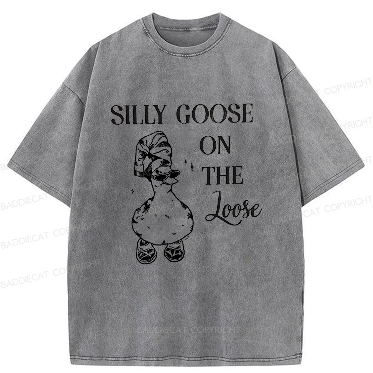 Baddiecat Silly Goose On The Loose Washed T-shirt