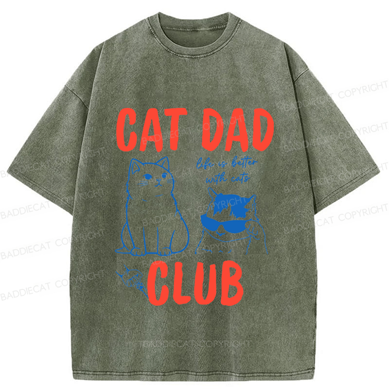 Baddiecat Cat Dad Club Washed T-shirt