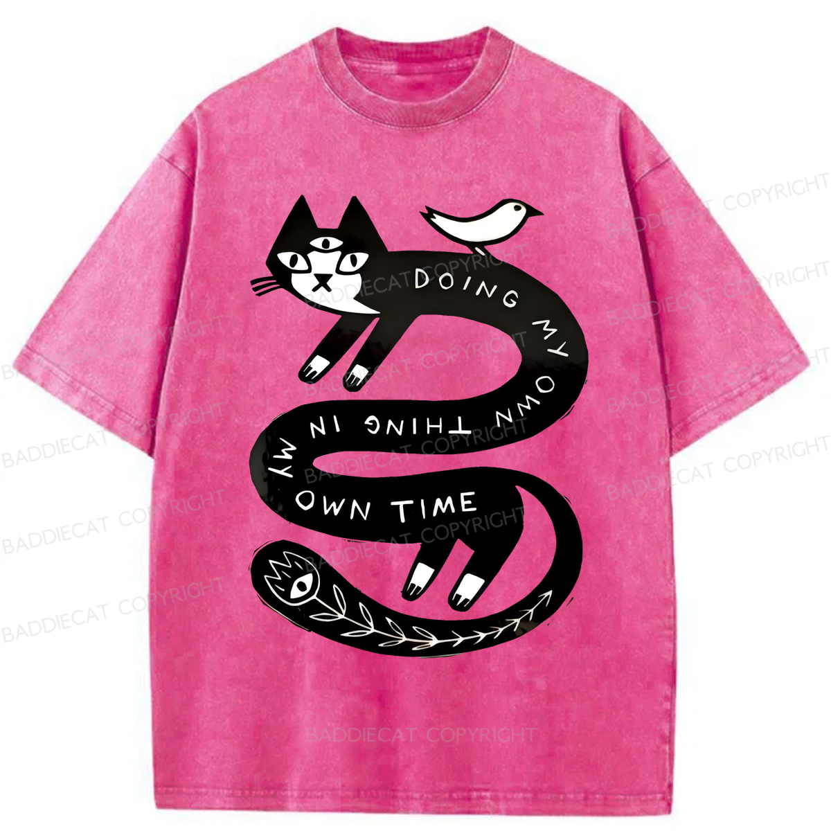 Baddiecat Doing My Own Thing Weird Cat Washed T-shirt