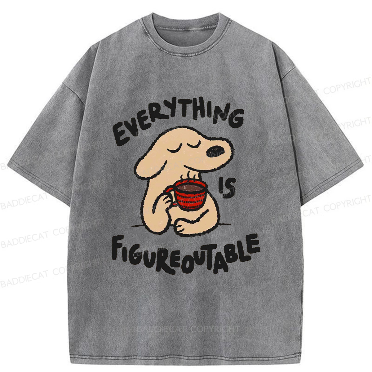 Baddiecat Happy Puppy Washed T-shirt