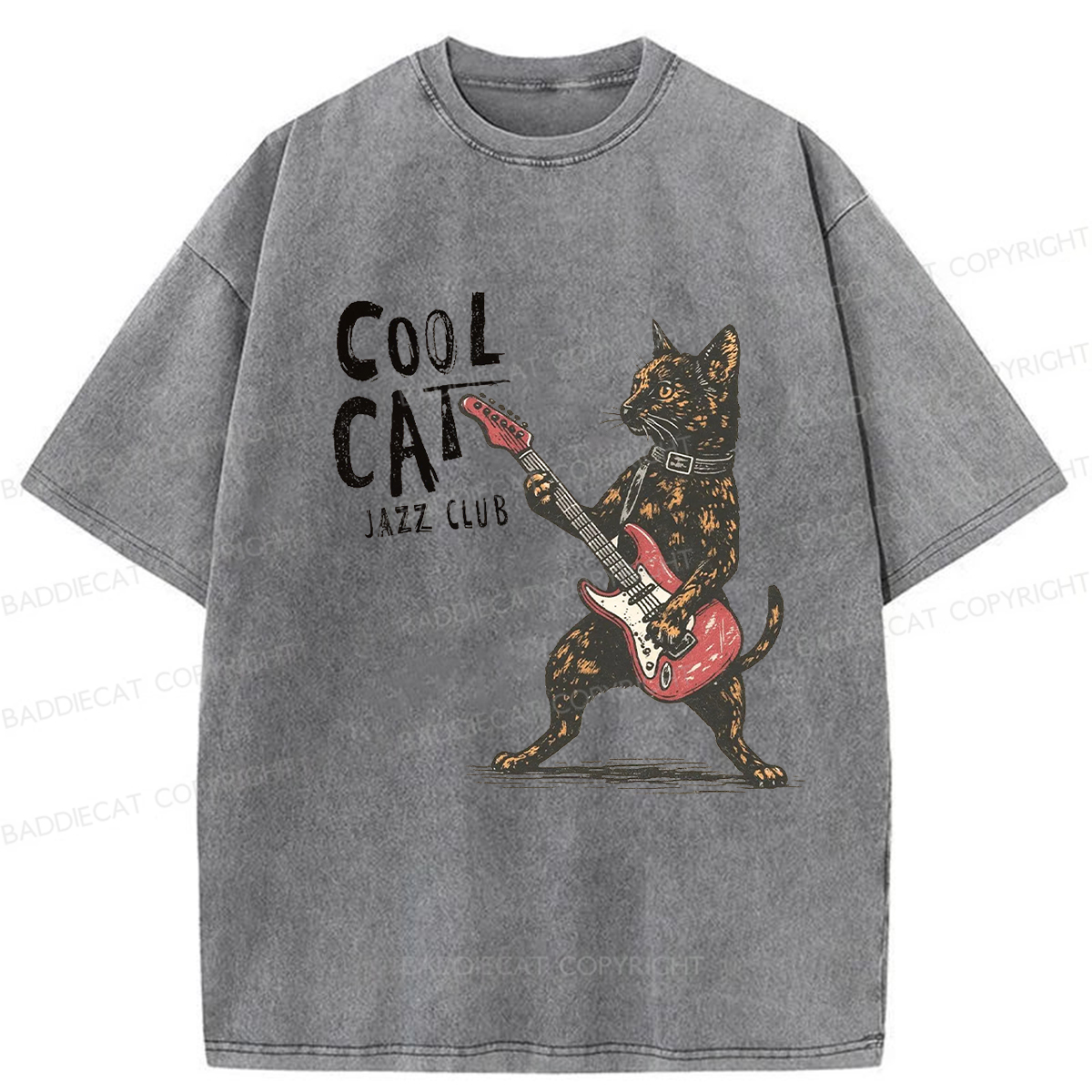 Baddiecat Cool Cat Band Washed T-shirt