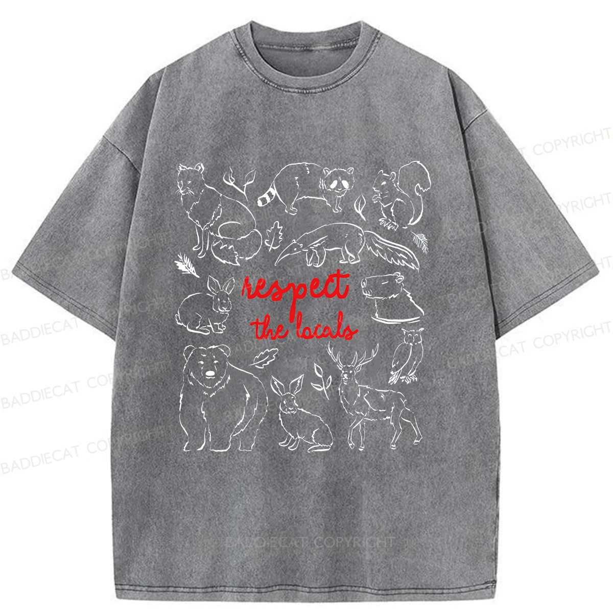 Baddiecat Love Animals Washed T-shirt
