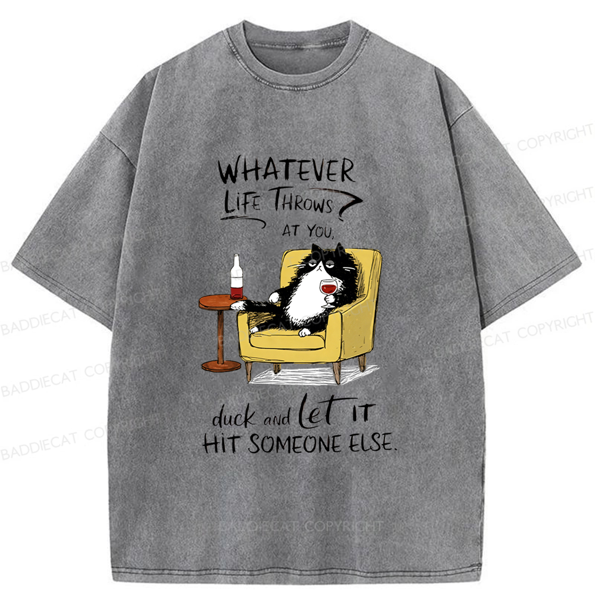 Baddiecat Noble Cat Washed T-shirt