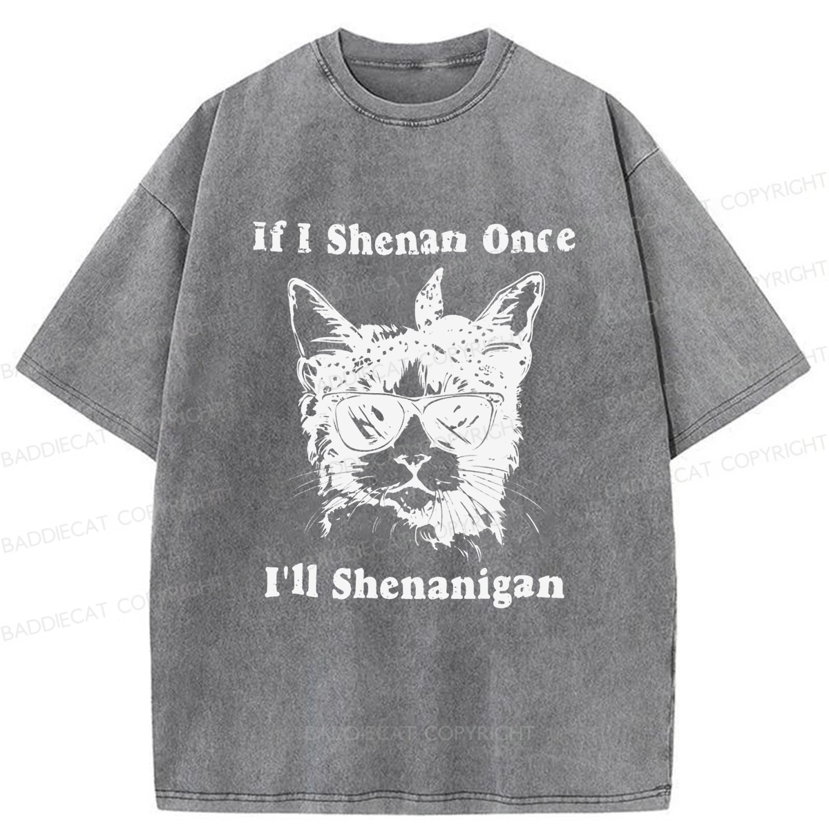 Baddiecat If I Shenan Once I'll Shenanigan Washed T-shirt
