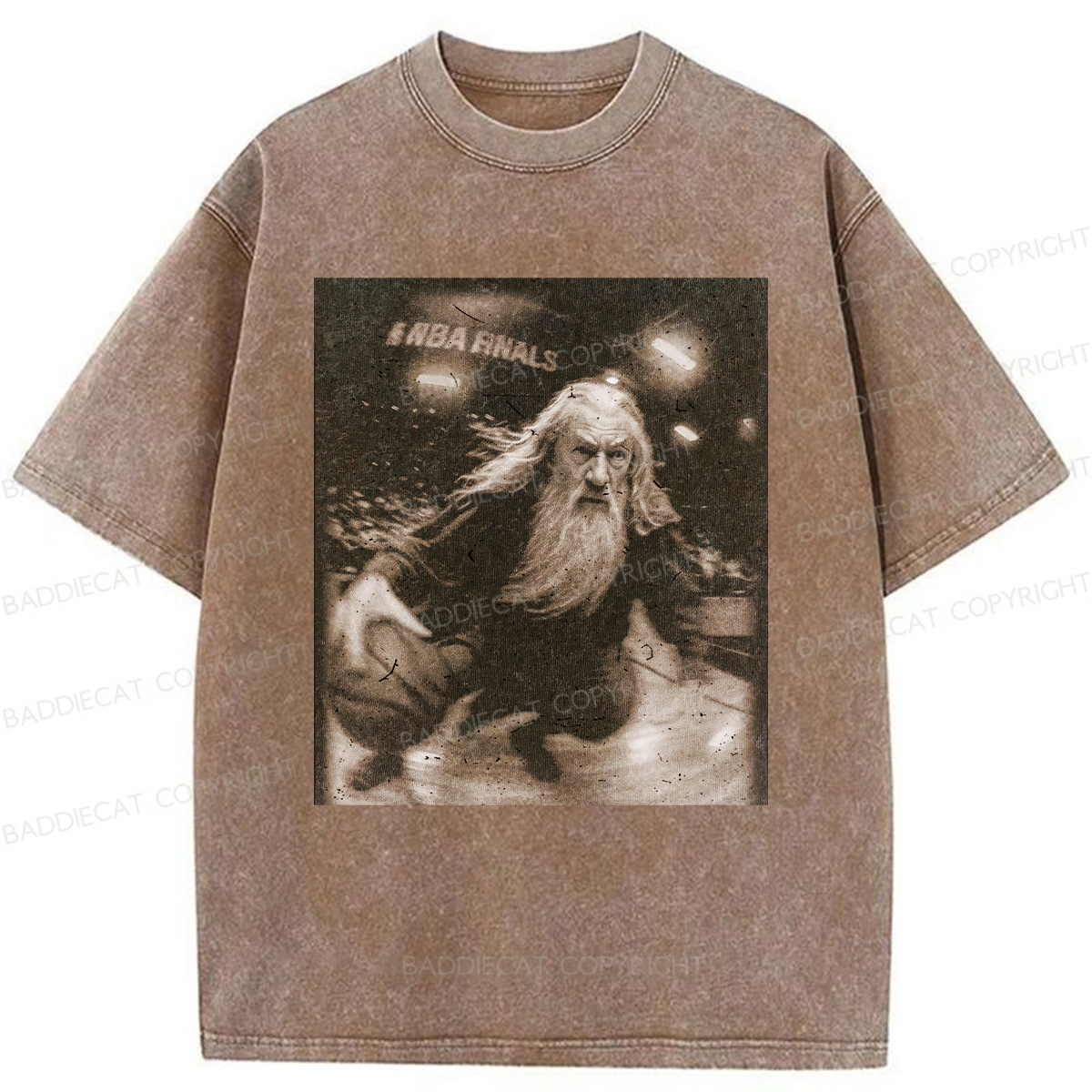 Baddiecat Funny Wizard Comfort Washed T-shirt