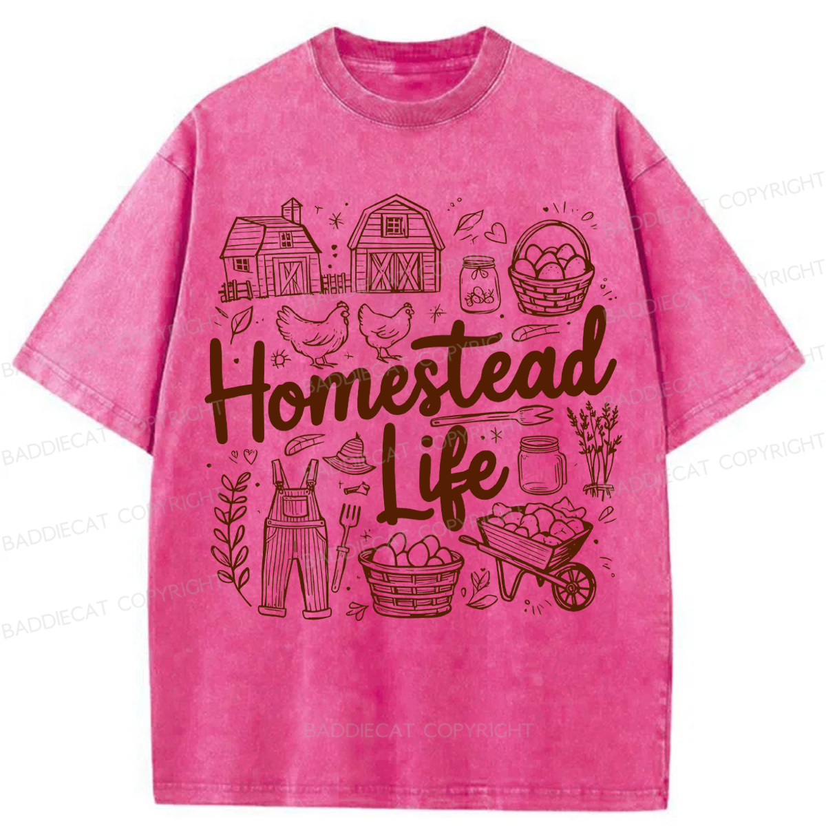 Baddiecat Homestead Life Washed T-shirt